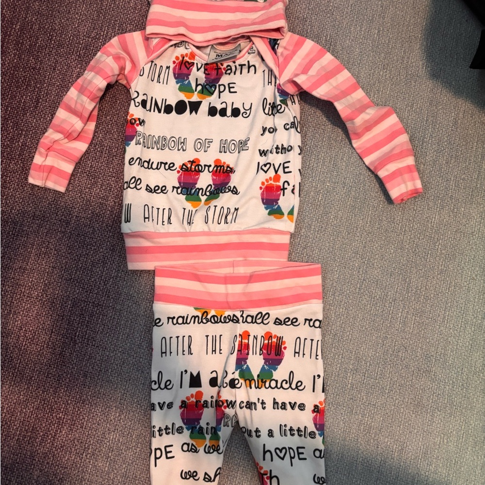 Pink Striped Rainbow Baby Outfit